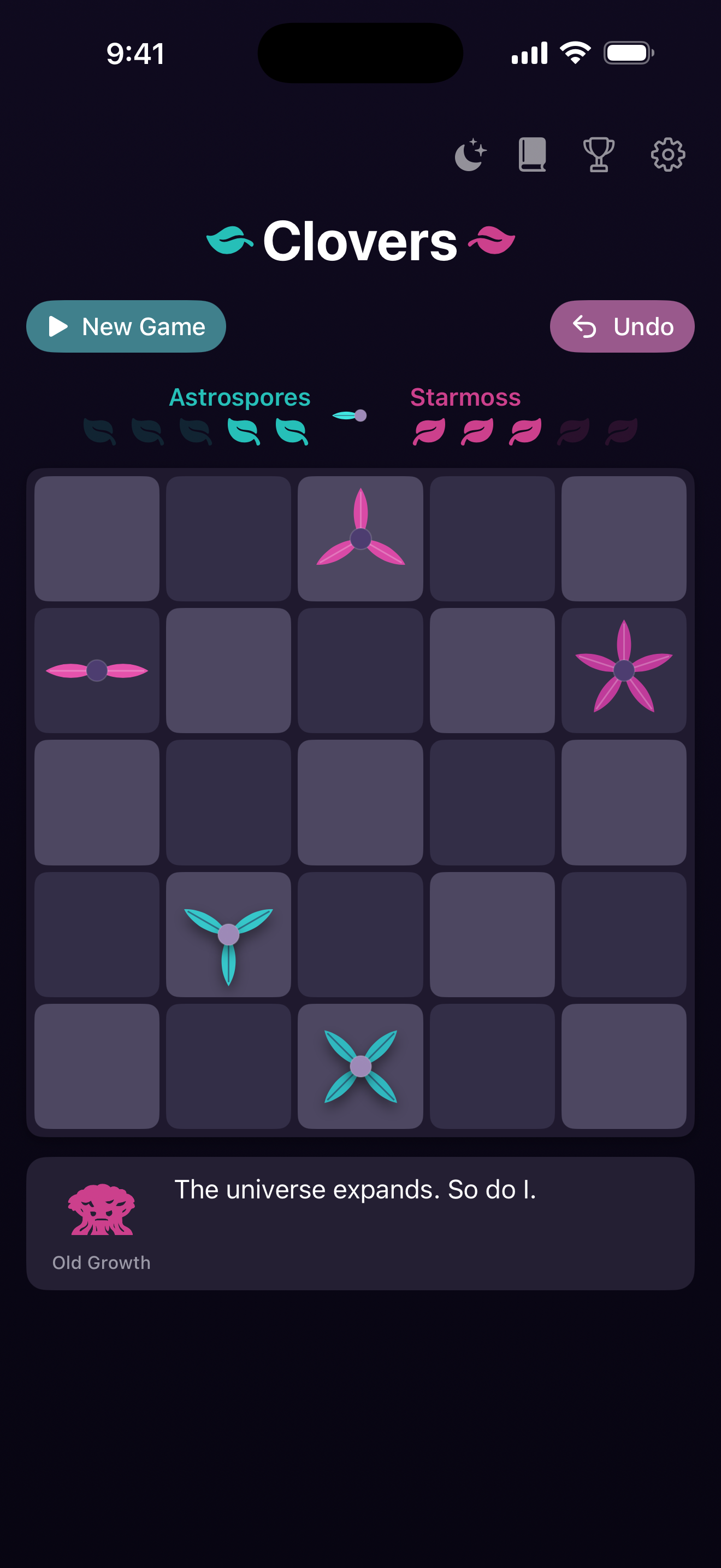 Gameplay on the Nebula theme