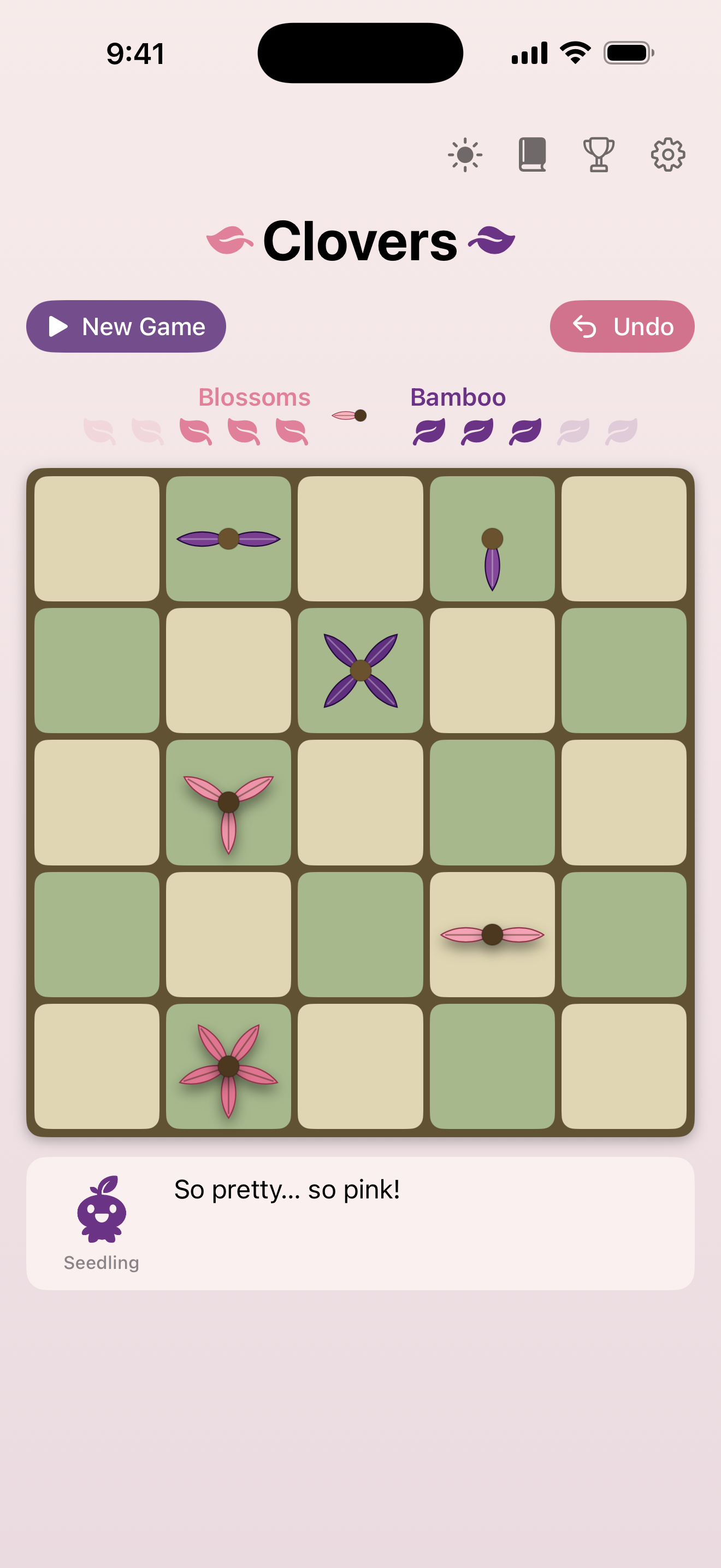 Gameplay on the Sakura theme